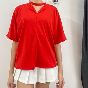 Shein red oversized top