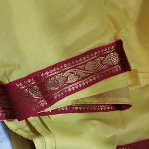 Yellow Colour Silk Saree For Little Angels