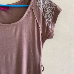 Mauve Earth Brown Stretchable Tshirt