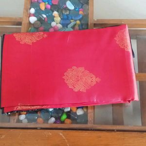 Mysore Silk Red Colour Foil Print Saree