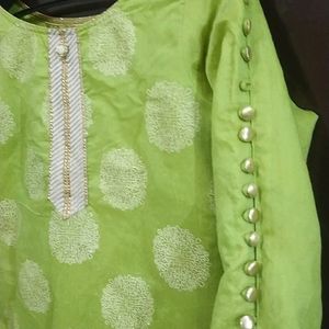 Kurti With Tuckins - Green