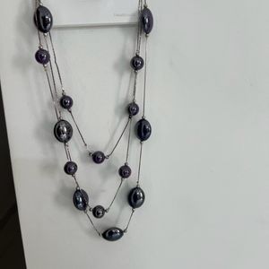 Three Layer Purple Stone Necklace