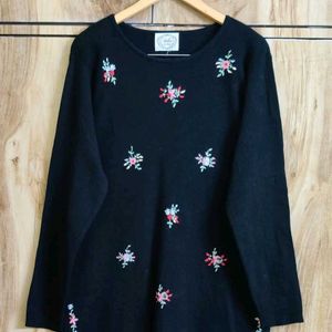 Black Embroidery Work Sweater Size-40-42