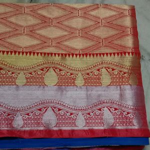 Red And royal Blue Pattu Saree