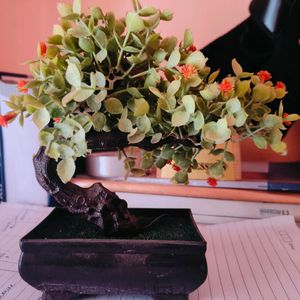 Artificial Bonsai Plant With Cute Reddish Flowers