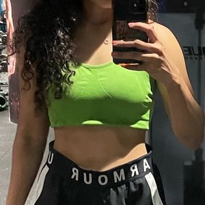 Green Active Cropped Sports Top/Bra