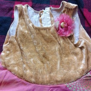 Velvet And Cotton Silk Blended Baby Frock