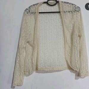 Cute Cream Lace Sweater .