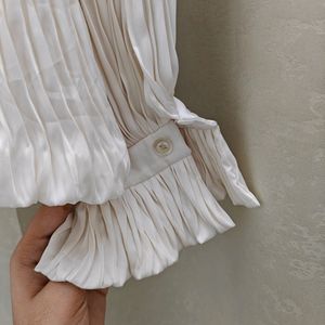 High-neck Pleated Top