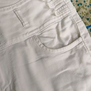 High Waisted White Denim