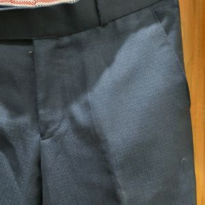 Navy Blue Formal Textured Pants (Men)