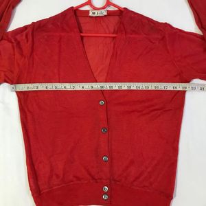 Red Cardigan in thin Fabric Fits S/M