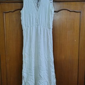 White Cotton Embroidery Dress