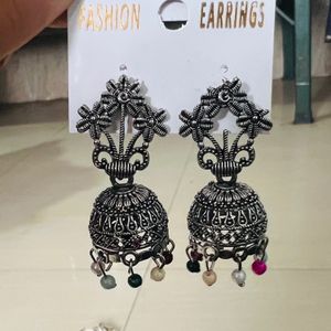 Ethnic silver earrings