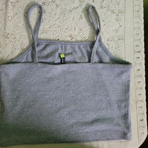 Grey Strappy Camisole Crop Top By Tokyo Talkies