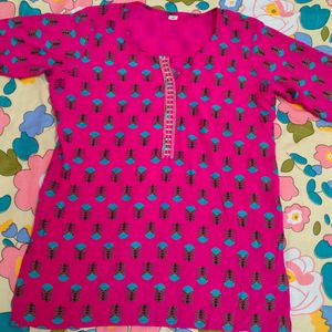 Pink Printed Kurti For Women