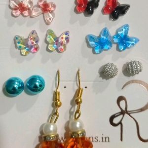 Studs Of 6 Pairs And A Pair Hanging Ear Ri