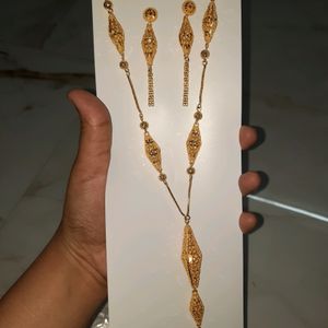 Gold Plated Chain With Earings & Ring