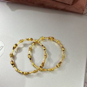 2.6 Gold Polish Set Of Two Bangles American Diamon