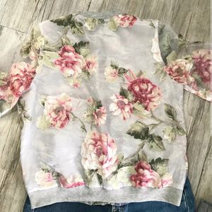 Korean Sheer Sleeves Floral Jacket