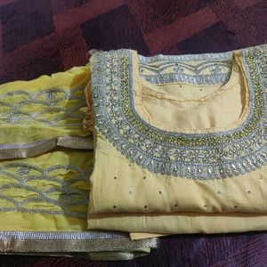 Beautiful Yellow Unused  Shalwar Kurta