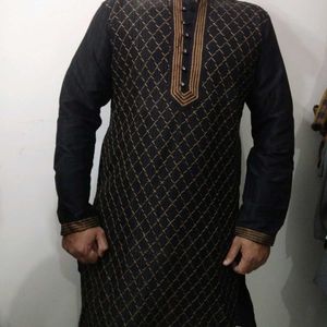 Men's Party Wear Black Kurta Pajama