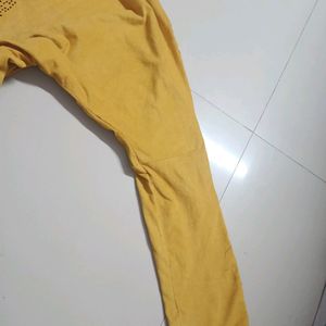 Mustard Colour  Tshirt For Girls Regular Wear