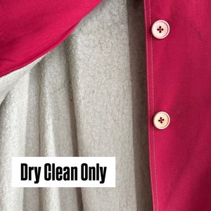 Red Mid Length Trench Coat With Pockets