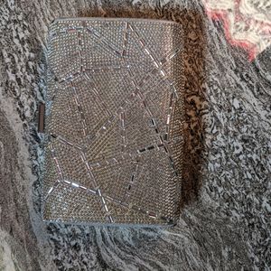 Party Silver Clutch With Sling