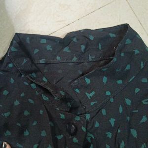 Black Color Green Dotted Short Shirt