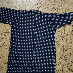 Navy Blue Printed Kurta