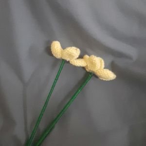 Two Yellow Crochet Flowers