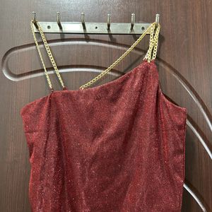 TOKYO TALKIES RED GLITTER PARTY TOP