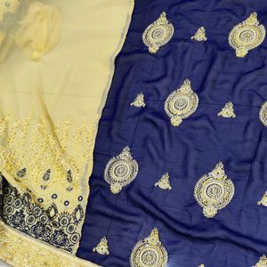 Full Ambroidary Stone Work Saree