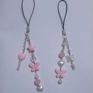 Combo Of 2 Cute Pink Butterfly Mobile Charm