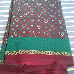 New Unused Maroon Green Saree