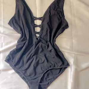 Bodysuit with criss cross neck