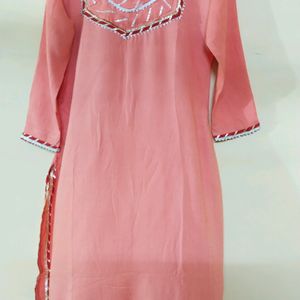 Beautiful Gotajari Kurta With RedSkirt and Dupatta