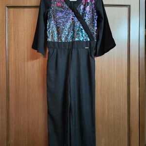 Black and Blue Sequins Jumpsuit