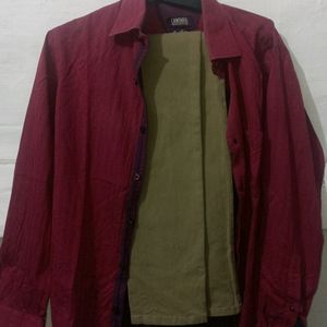 Maroon  Cantabil Shirt & Beige Chino Combo