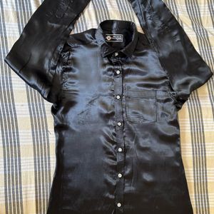 Party Wear Shirt (Solid Black - size S)