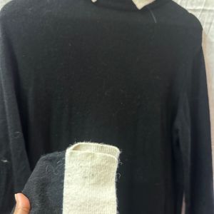 Warm Black White Collar Sweat Shirt zara