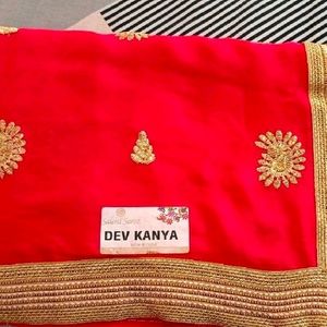 New Red Work Saree