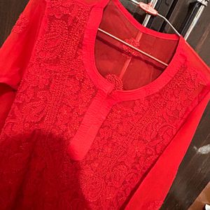 Red Chikenkari Kurta ❤️