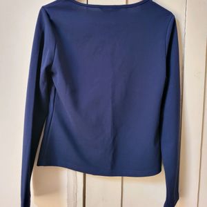 Navy Blue Criss Cross Neck Top