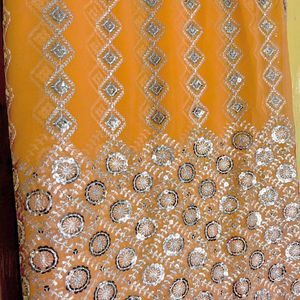 Peach Colour Sequence Saree