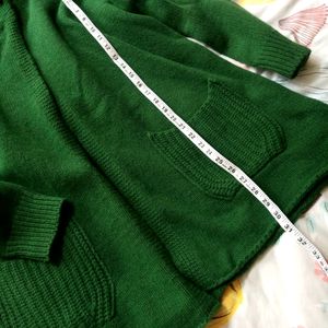 Green Hooded Winter Cardigan