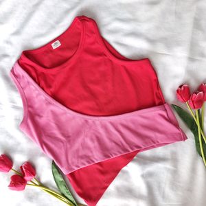 SSS Dual Colour Pink Crop Top