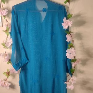 Beautiful Blue chikankeri Kurti