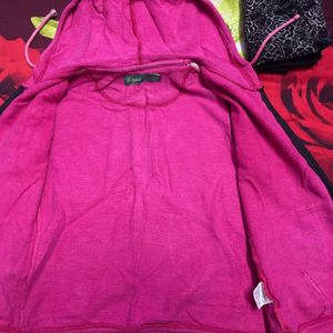 Pink Hoodie With Warm Flees Layer Inside